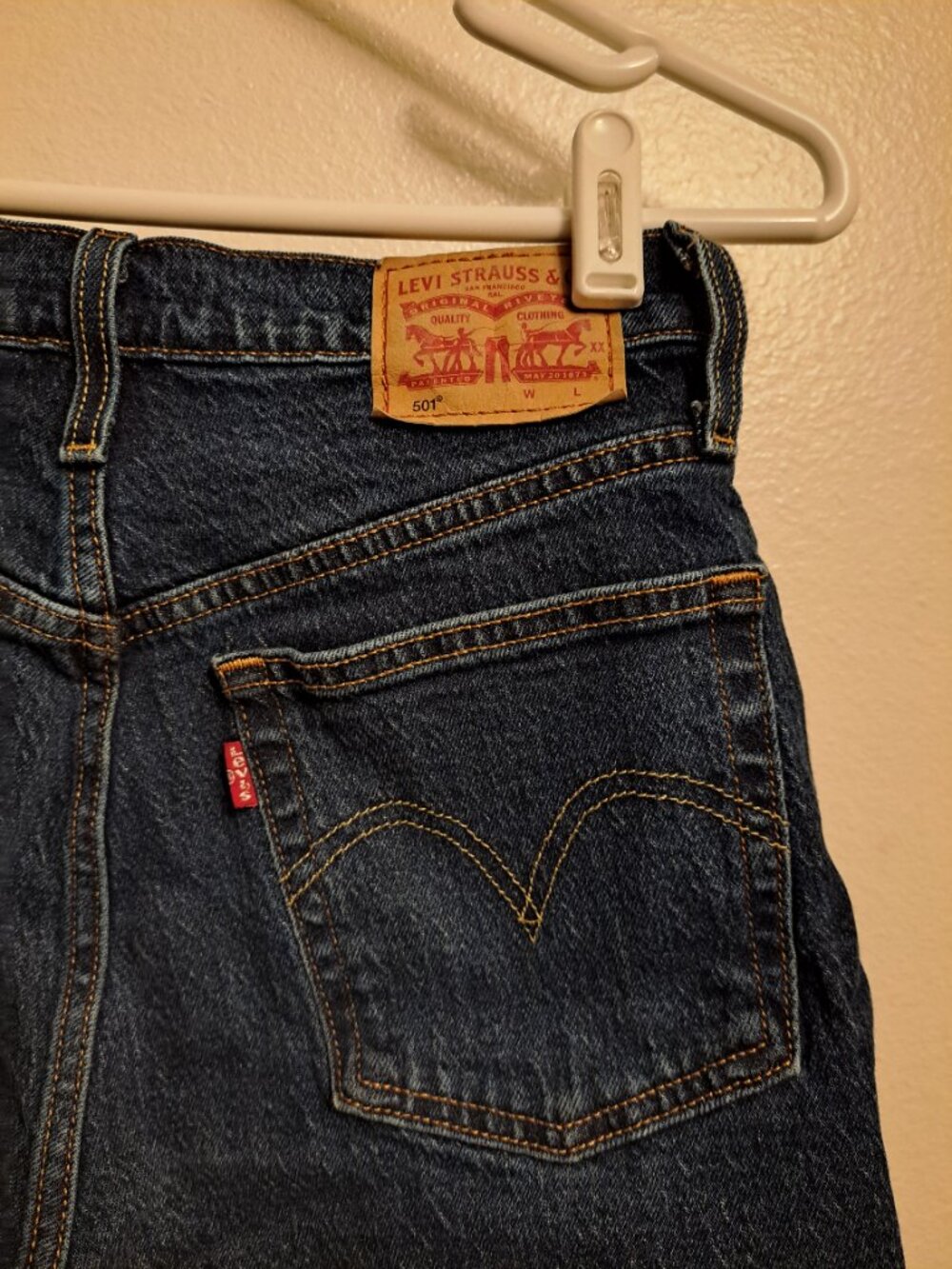 Levi's 501 Cutoff Raw Hem High Waist Denim Jean Shorts With Button Fly - Picture 2 of 10